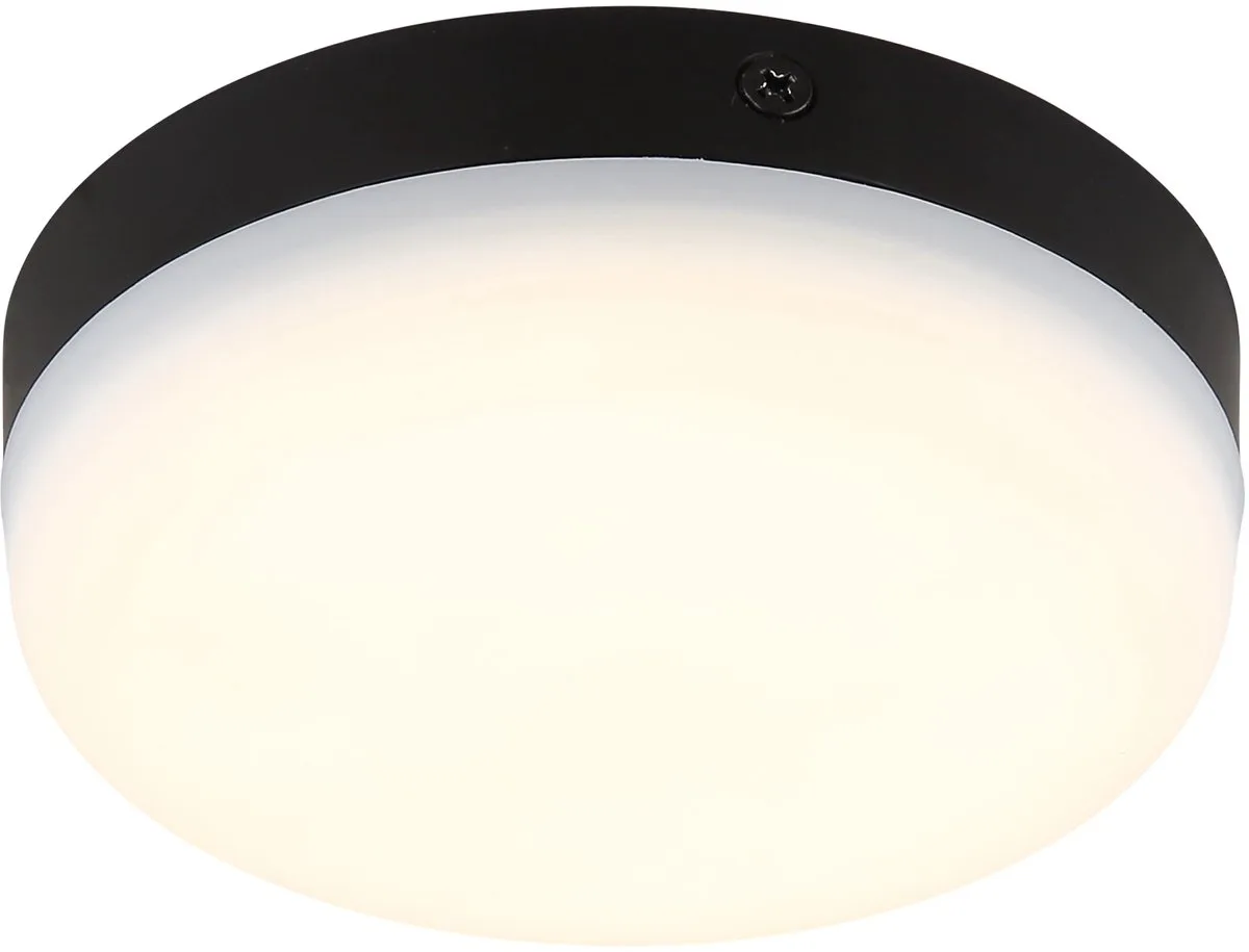 Plafondlamp Slaapkamerlamp frame, kunststof, rond, 1x LED 8 W 570 lm 4000 K neutraal wit, DxH 12x4,5 cm de Globo en Noir – photo produit