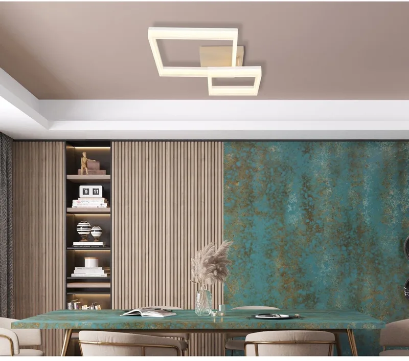 Plafondlamp Slaapkamerlamp LED eetkamerlamp zandkleurig, metaal kunststof, 1800lm 24W 3000K, LxBxH 62,5x46,5x12,3 cm de Globo en Zand – photo produit 1 sur 3
