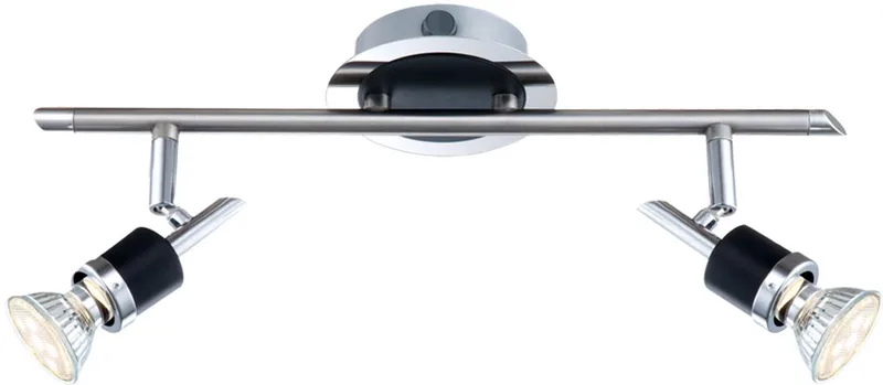 Plafondlamp Slaapkamerlamp modern Plafondspot 2-lichts GU10 LED, metaal, LED 48W 2300lm 3000K, LxBxH 38x11x16 cm van Globo in Zwart – productfoto