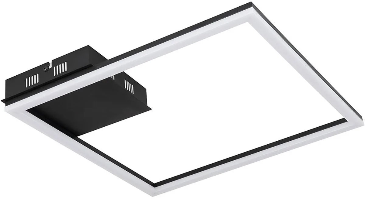 Plafondlamp Slaapkamerlamp Woonkamerlamp, metaal mat opaal, 1x LED 18W 1470Lm 3000K, LxBxH 40x40x5,5cm de Globo en Noir – photo produit