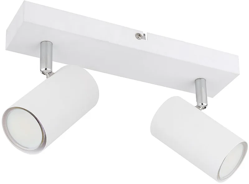 Plafondlamp spot 2 vlammen plafondspot woonkamer met zwenkbare spots, metaal, 2x GU10, LxBxH 26x6x12 fra Globo i Hvid – produktbillede
