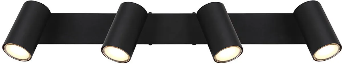 Plafondlamp spot 4 vlammen plafondlamp LED woonkamer modern, draaibare spot, metaal, 4x 4.5W 4x 400lm warm wit, LxBxH 56x6x12 cm de Globo en Noir – photo produit