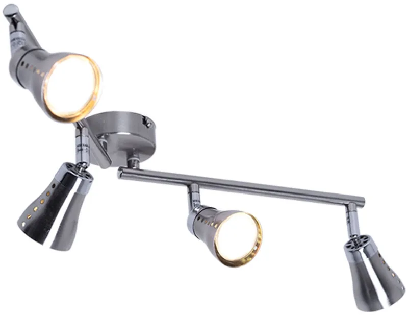 Plafondlamp spot 4 vlammen plafondlamp woonkamer plafondlampen, LED spots beweegbaar metaal, 4x GU10 4x 3 Watt 4x 280 lm, LxBxH 62,5x8x16 cm de Globo en Argent – photo produit