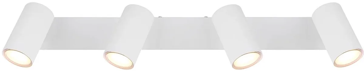 Plafondlamp Spot 4 vlammen Plafondspot wit LED plafondlamp woonkamer, met draaibare spots, metaal, 4x 4.5W 4x 400lm warm wit, LxBxH 56x6x12 de Globo en Blanc – photo produit