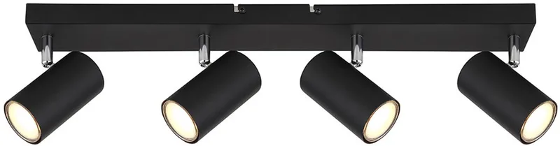 Plafondlamp spot 4 vlammen plafondspot woonkamer modern, draaibare spot, metaal, 4x GU10, LxBxH 56x6x12 de Globo en Noir – photo produit