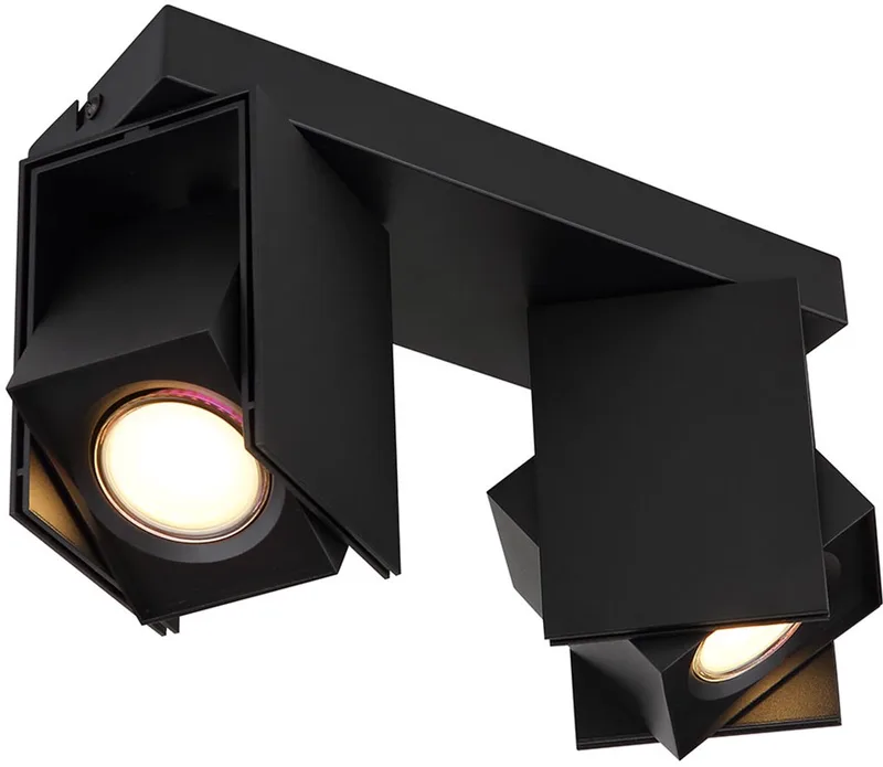 Plafondlamp spot verplaatsbare spot woonkamer plafondspot aluminium, 2x GU10 stopcontacten, LxBxH 25,6x8,4x15,7 cm von Globo in Schwarz – Produktfoto