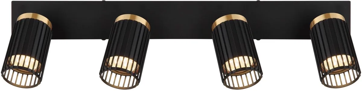 Plafondlamp Spotlamp verstelbaar Woonkamerlamp zwartgoud, 4x GU10, LxBxH 53x12,5x15,5 cm från Globo i Svart – produktbild