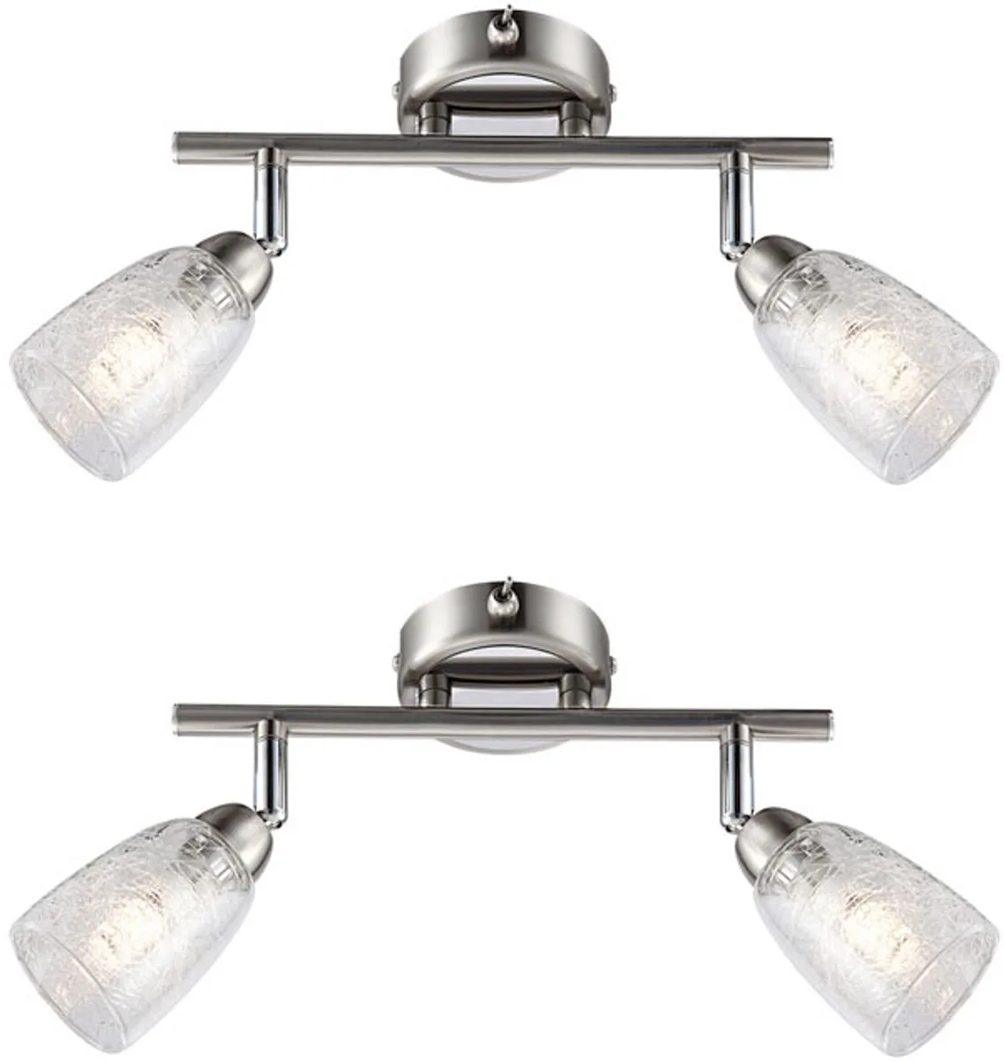 Plafondlamp Spotlamp Woonkamerlamp 2 vlammen beweegbaar, chroom mat 2x G9 3W 300Lm warm wit, LxBxH 25x6x11cm, set van 2 by Globo in Silver – product photo