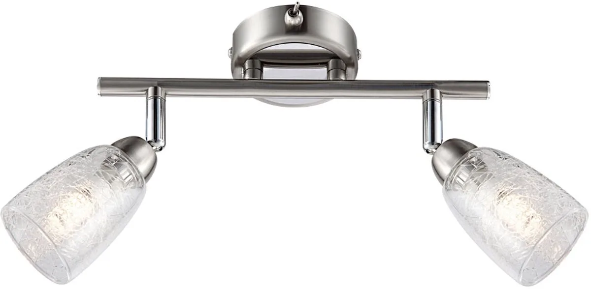 Plafondlamp Spotlamp Woonkamerlamp, 2 vlammen Spots beweegbaar, chroom nikkel mat 2x G9 3W 300Lm warm wit, LxBxH 25x6x11cm de Globo en Argent – photo produit