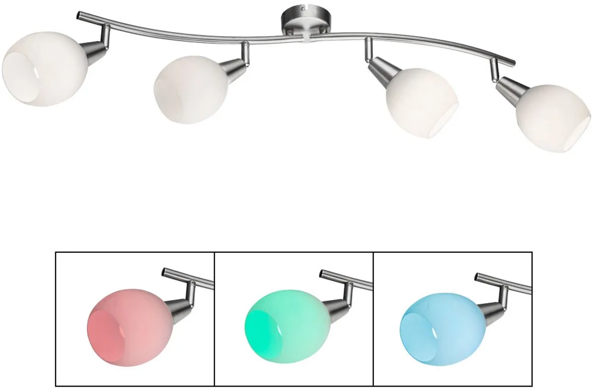 Plafondlamp Spotlamp Woonkamerlamp, afstandsbediening Kleurwisselaar dimbaar Spots beweegbaar, LED 3W 180Lm warm wit, LxBxH 70x31,5x23cm by Globo in Silver – product photo