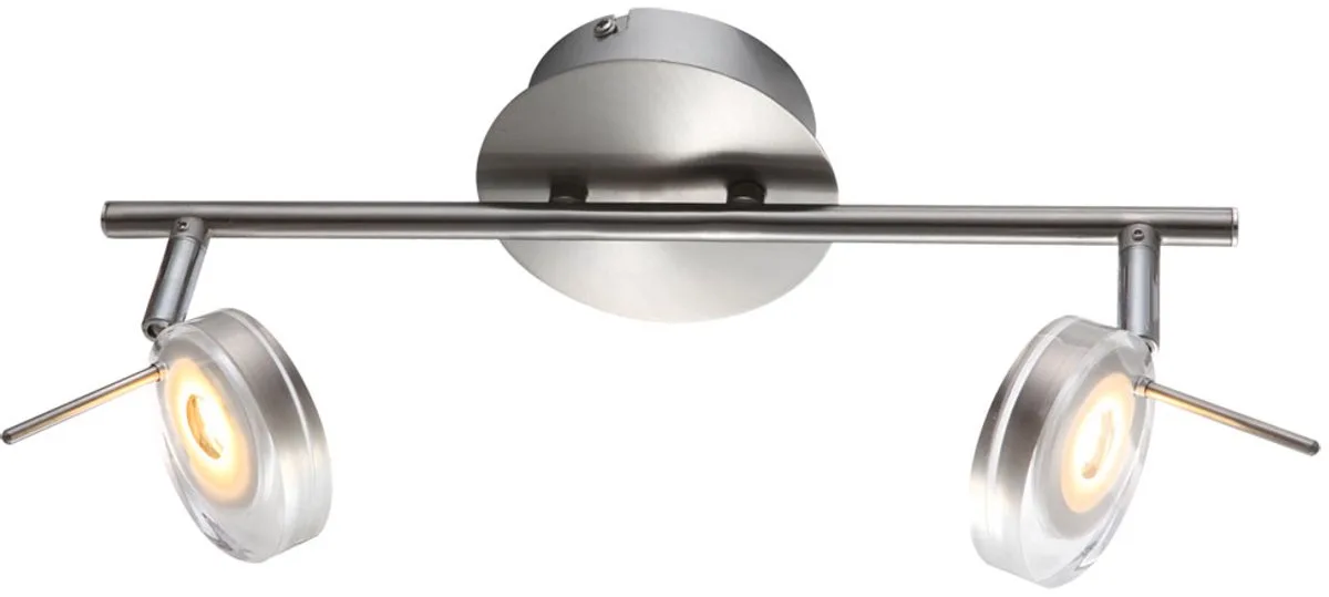 Plafondlamp Spotlamp Woonkamerlamp, beweegbare spots, mat nikkel, LED 5W 375Lm warm wit, LxBxH 35,5x8x18,5cm de Globo en Argent – photo produit