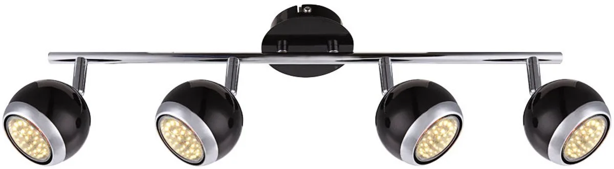 Plafondlamp Spotlamp Woonkamerlamp Plafondspot 4 vlammen beweegbaar, metaal, 4x GU10, LxH 55x15cm von Globo in Schwarz – Produktfoto