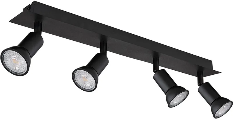 Plafondlamp Spotlight Spotlight Plafondspots 4 vlammen Eetkamerlamp met verstelbare spots, metaal, 4x GU10 fitting, LxBxH 50x6x9 cm by Globo in Black – product photo