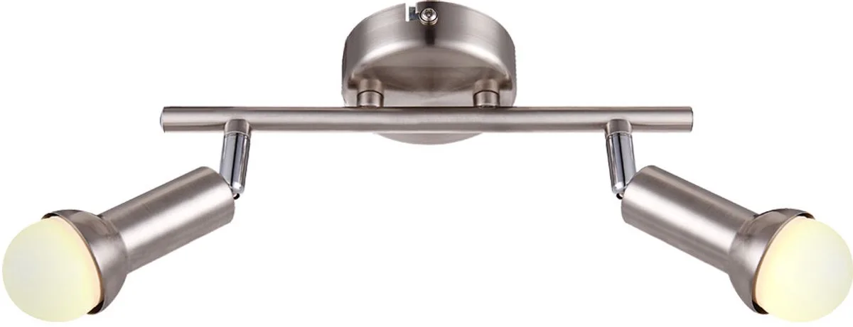 Plafondlamp Spotlight zwenkbaar Spotlight 2 vlammen Ganglamp Spotlight, metaal, 2x LED 4W 400Lm warm wit, L 25 cm de Globo en Argent – photo produit