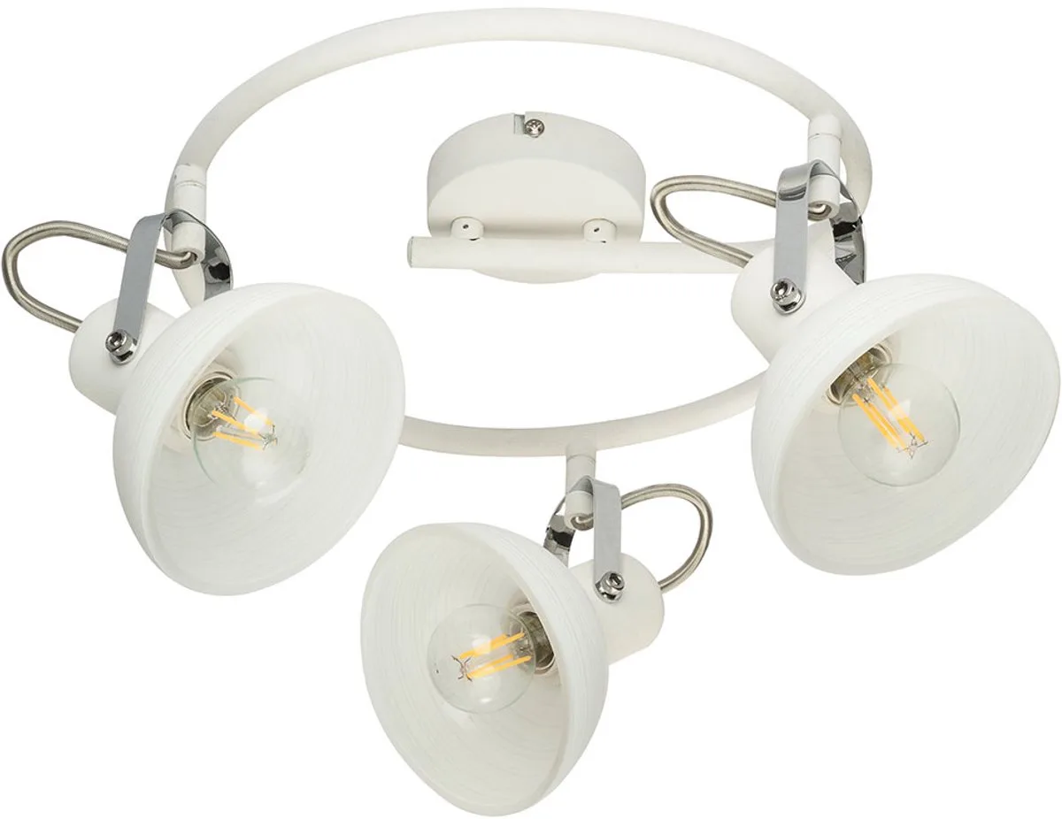 Plafondlamp Spotrondell woonkamerlamp Retro plafondlamp chroom verstelbare spot, gesatineerd glas, 3x E14, DxH 30x25 cm van Globo in Wit – productfoto