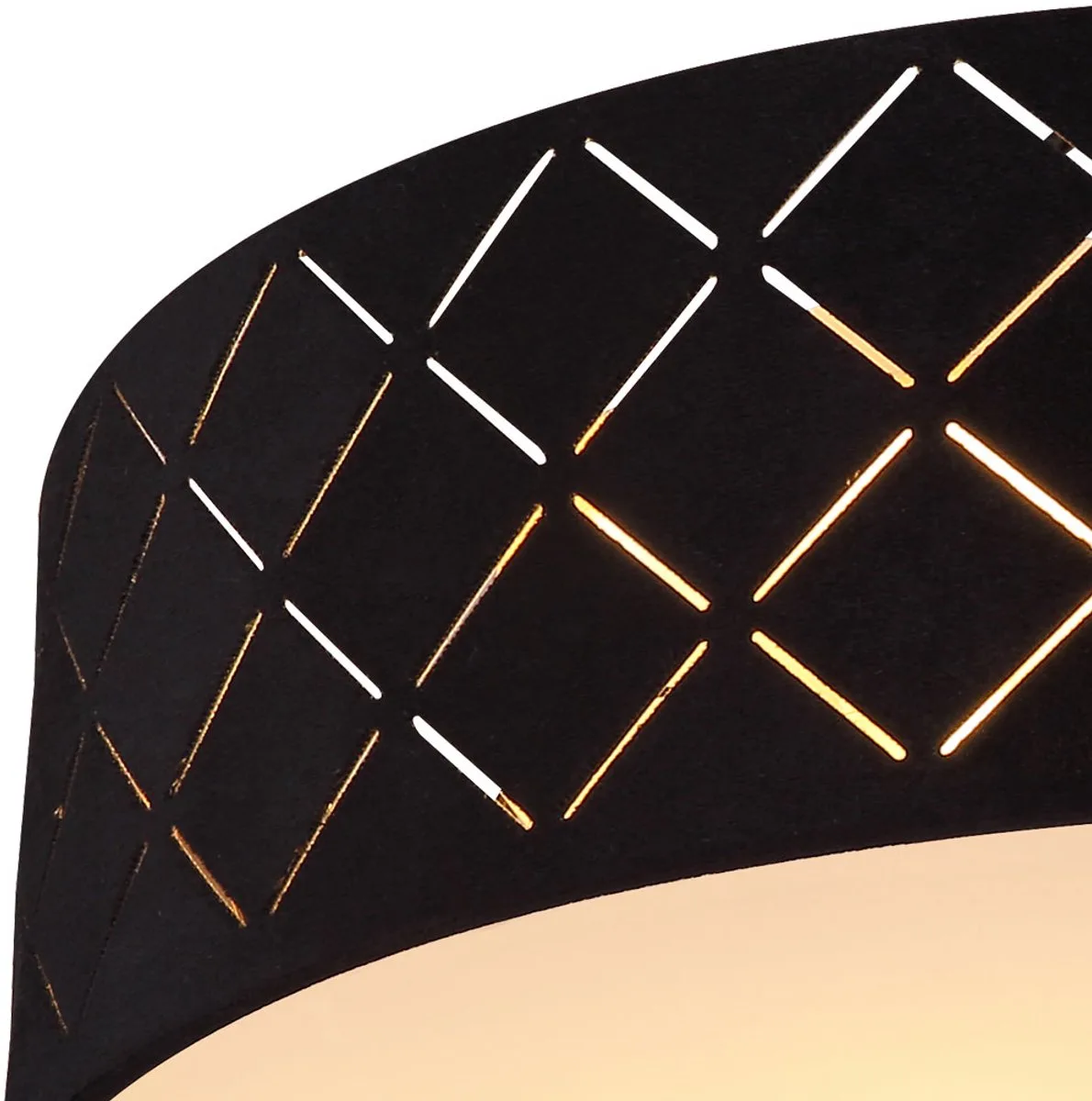 Plafondlamp textiel zwart zwart goud Woonkamerlamp rond, metaal, gesatineerd, 2x 7W 806Lm warm wit, DxH 38x10 cm de Globo en Noir – photo produit