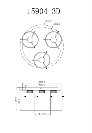 Plafondlamp TULIVAR ø37CM E27 (Grote Fitting) 3-Lichts Smoked fra Globo i Grå – produktbillede 1 af 3