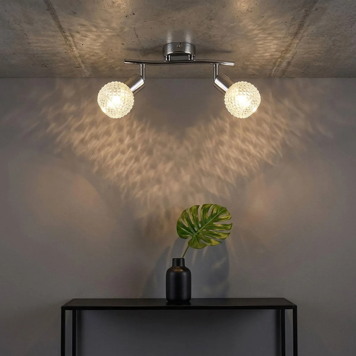 Plafondlamp verstelbare woonkamerlamp chroom glazen spot plafondlamp 2 vlammen, 2x E14, LxH 25 x 19 cm, set van 2 de Globo en Argent – photo produit