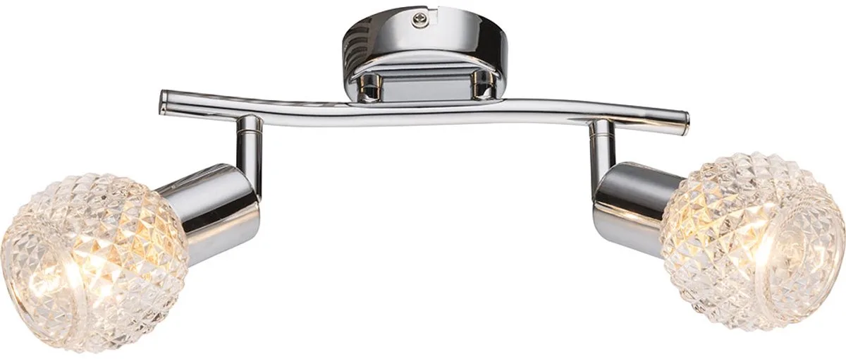 Plafondlamp verstelbare woonkamerlamp chroom glazen spot plafondlamp 2 vlammen, 2x E14, LxH 25 x 19 cm von Globo in Silber – Produktfoto