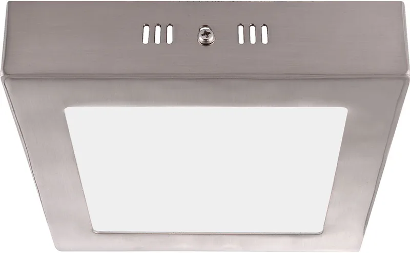 Plafondlamp vierkant LED hallamp woonkamer, gesatineerd glas, 6W 400lm warm wit, LxBxH 12x12x4 cm by Globo in Silver – product photo
