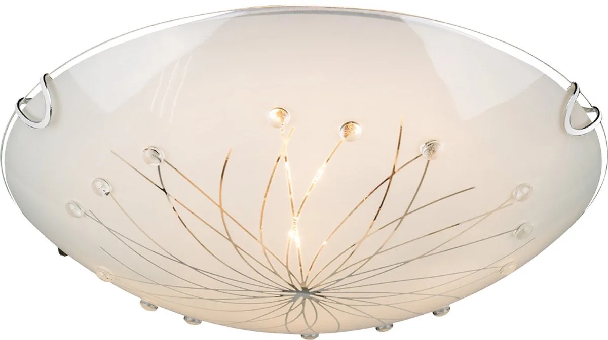 Plafondlamp Woonkamerlamp Eetkamerlamp Ganglamp, 2 vlammen Satijnglas Metaal chroom, LED 9W 1620Lm warm DxH 30x6.5cm fra Globo i Hvid – produktbillede