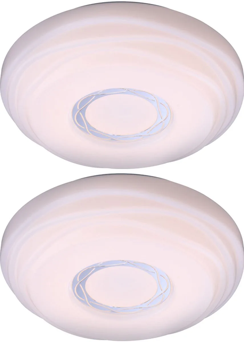 Plafondlamp woonkamerlamp eetkamerlamp keukenlamp slaapkamerlamp, metaal acryl wit, LED 15W 1240 lumen 3000K warm wit, D 34 cm, set van 2 fra Globo i Hvid – produktbillede