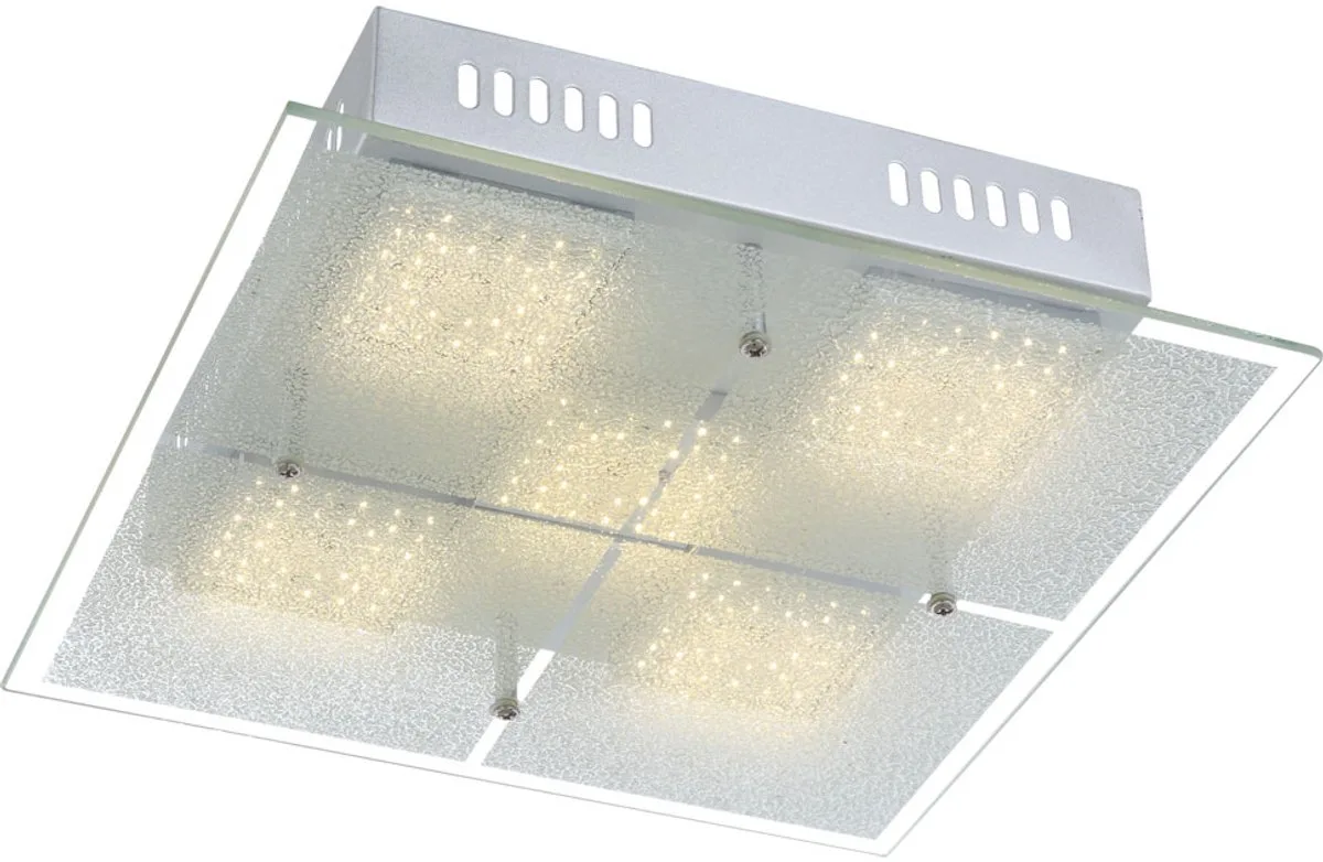 Plafondlamp woonkamerlamp eetkamerlamp plafondlamp ganglamp keukenlamp, metaal chroom glas gesatineerd, LED 3,5W 280Lm 3000K warm wit, L 28 cm von Globo in Silber – Produktfoto