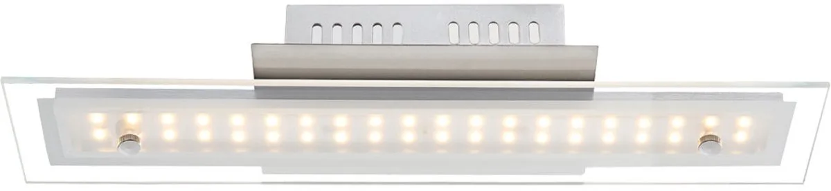 Plafondlamp woonkamerlamp eetkamerlamp plafondlamp slaapkamerlamp ganglamp, metaal glas chroom wit, 1x LED 8W 590Lm 3000K warm wit, L 40 cm von Globo in Silber – Produktfoto