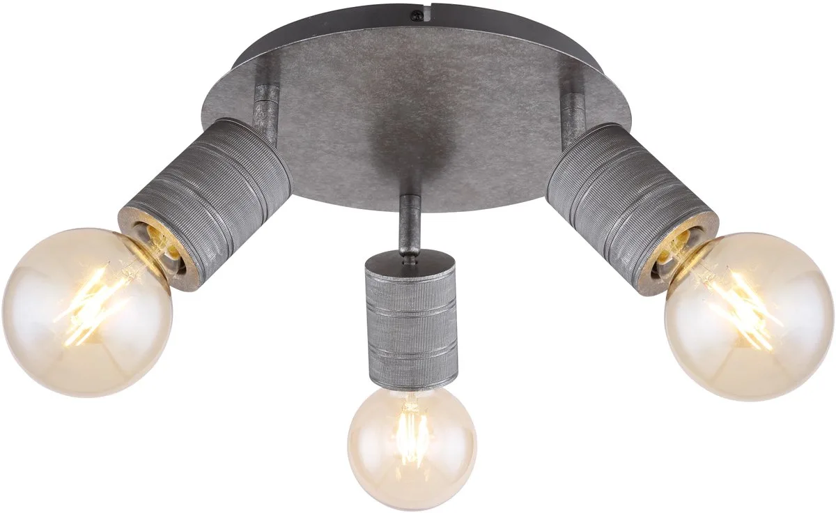 Plafondlamp Woonkamerlamp Eetkamerlamp Plafondspot Spotlight, metaal aluminium 3 vlammen, H 16 cm van Globo in Zilver – productfoto