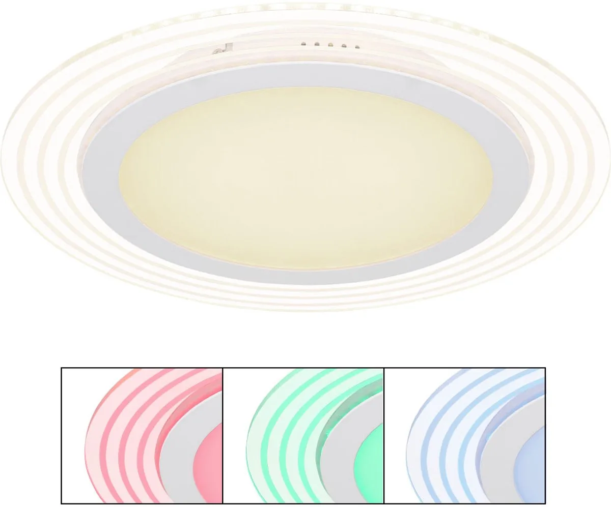 Plafondlamp woonkamerlamp eetkamerlamp slaapkamerlamp ganglamp, metaal kunststof acryl, afstandsbediening dimbaar CCT, 35W 1400Lm 2700-6500K, D 40 cm från Globo i Vit – produktbild