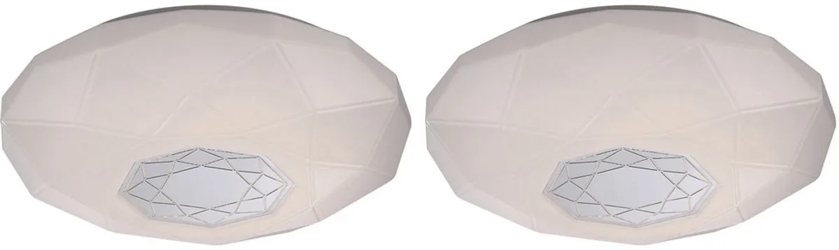 Plafondlamp Woonkamerlamp Eetkamerlamp Slaapkamerlamp, gespiegeld decor wit, 1x LED 21W 1830Lm neutraal wit, DxH 40x10,5cm by Globo in White – product photo