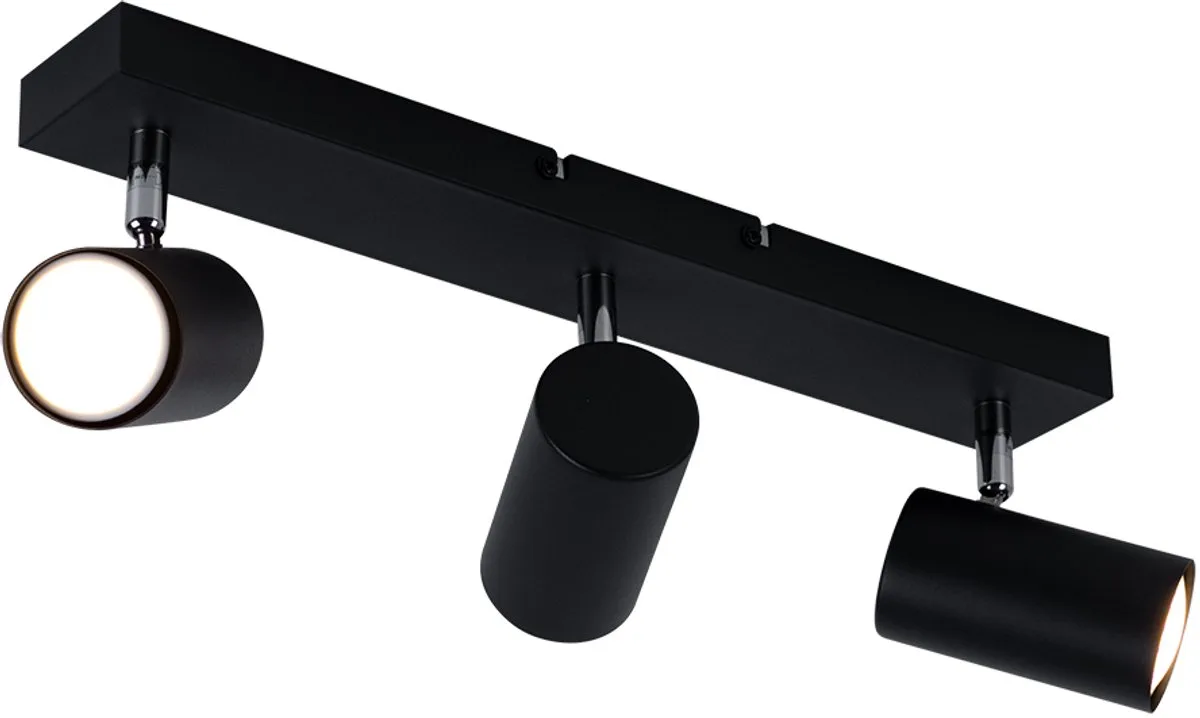 Plafondlamp Woonkamerlamp Eetkamerlamp Slaapkamerlamp Spotlight, metaal verchroomd, 3 spots GU10 beweegbaar, L 41 cm de Globo en Noir – photo produit