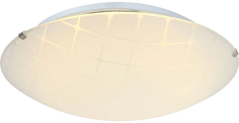 Plafondlamp Woonkamerlamp Eetkamerlamp, woonkamer chroom glas opaal, LED 12W 900Lm neutraal DxH 30x10cm fra Globo i Hvid – produktbillede