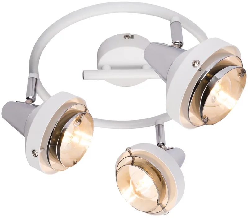 Plafondlamp Woonkamerlamp Eettafellamp chroom verstelbaar, metaal chroom stopcontacten 3x E14, DxH 25x17,5 cm von Globo in Weiß – Produktfoto