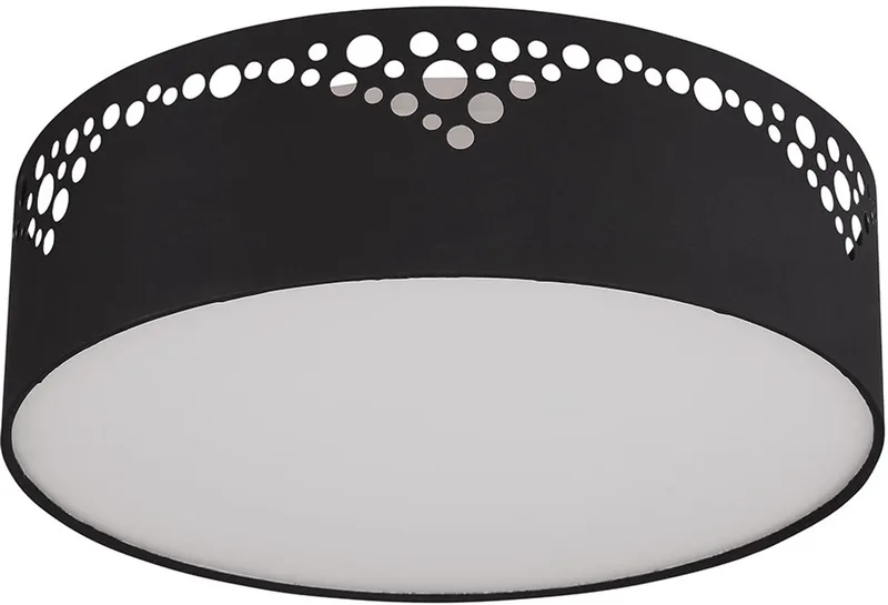 Plafondlamp Woonkamerlamp Ganglamp Eetkamerlamp, metaal kunststof opaal textiel wit, 2 vlammen E27, D 35 cm fra Globo i Sort – produktbillede