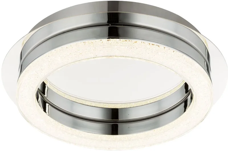Plafondlamp Woonkamerlamp Ganglamp Slaapkamerlamp, chroom kristallen, LED 12W 1000Lm neutraal wit, DxH 28x6.7cm von Globo in Silber – Produktfoto