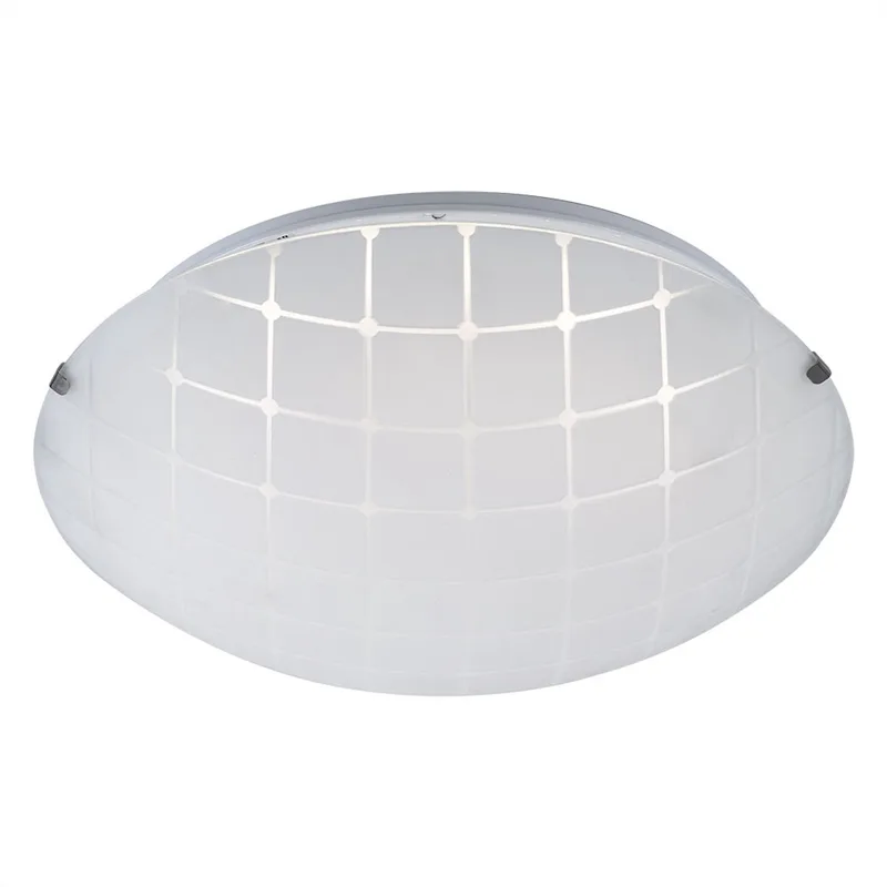 Plafondlamp Woonkamerlamp Ganglamp Slaapkamerlamp, chroomglas opaal, LED 8W 600Lm warm DxH 25x7.5cm de Globo en Blanc – photo produit