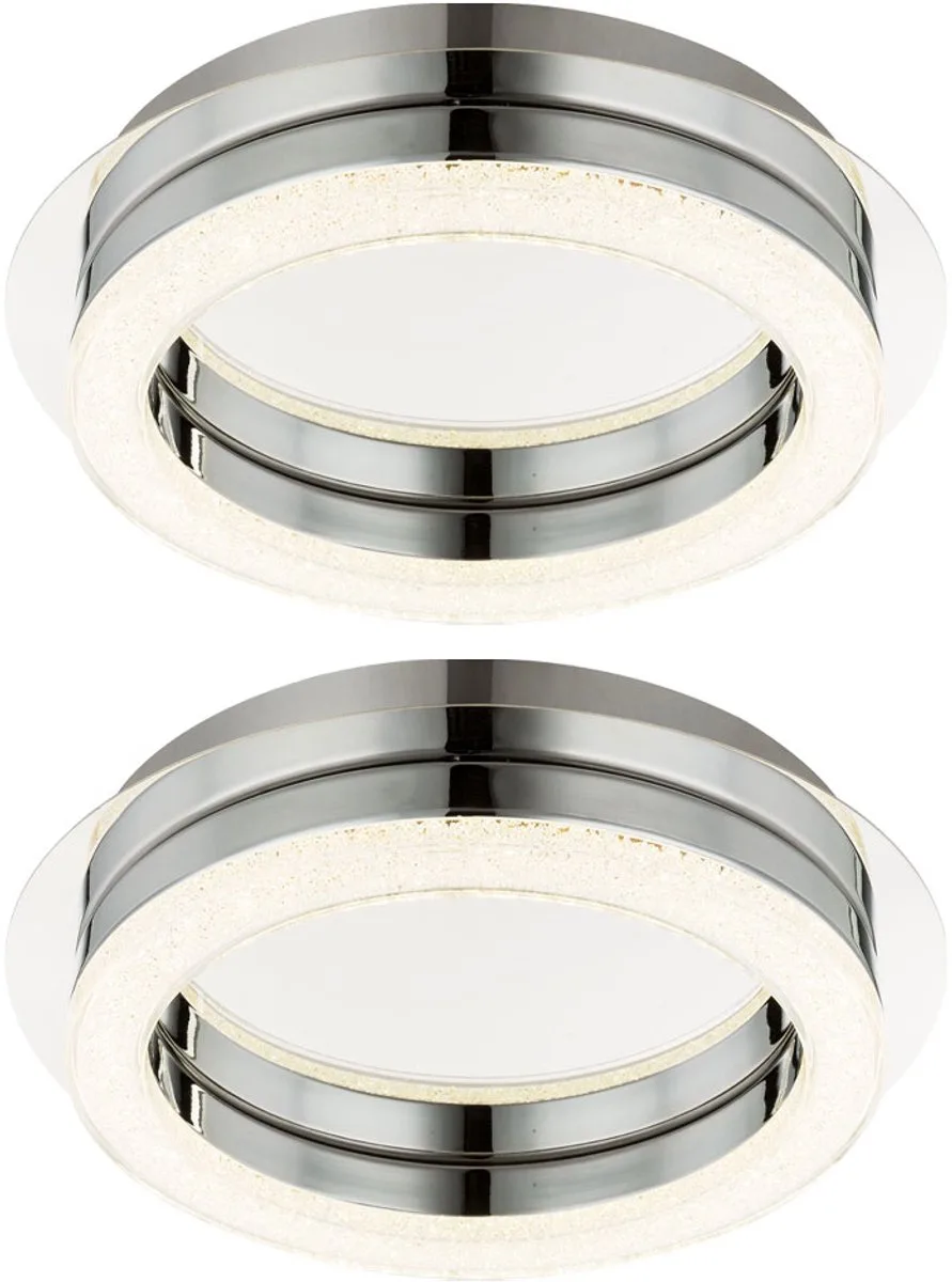 Plafondlamp Woonkamerlamp Hallamp Slaapkamerlamp, chroom kristallen, LED 12W 1000Lm neutraal wit, set van 2 de Globo en Argent – photo produit