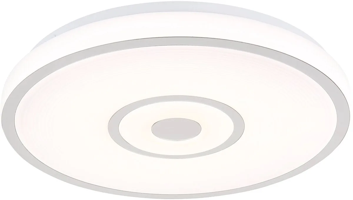 Plafondlamp Woonkamerlamp LED, metaal chroom ring kunststof, LED 24W 1500lm 3000-4000-6000K, DxH 38x5,5 cm fra Globo i Hvid – produktbillede