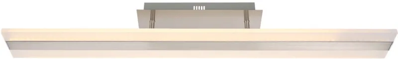 Plafondlamp woonkamerlamp LED plafondlamp eettafel, gemaakt van aluminium met satijnen kap, 1x 28W 1x 2240lm 3200K, LxH 90x12 cm von Globo in Silber – Produktfoto