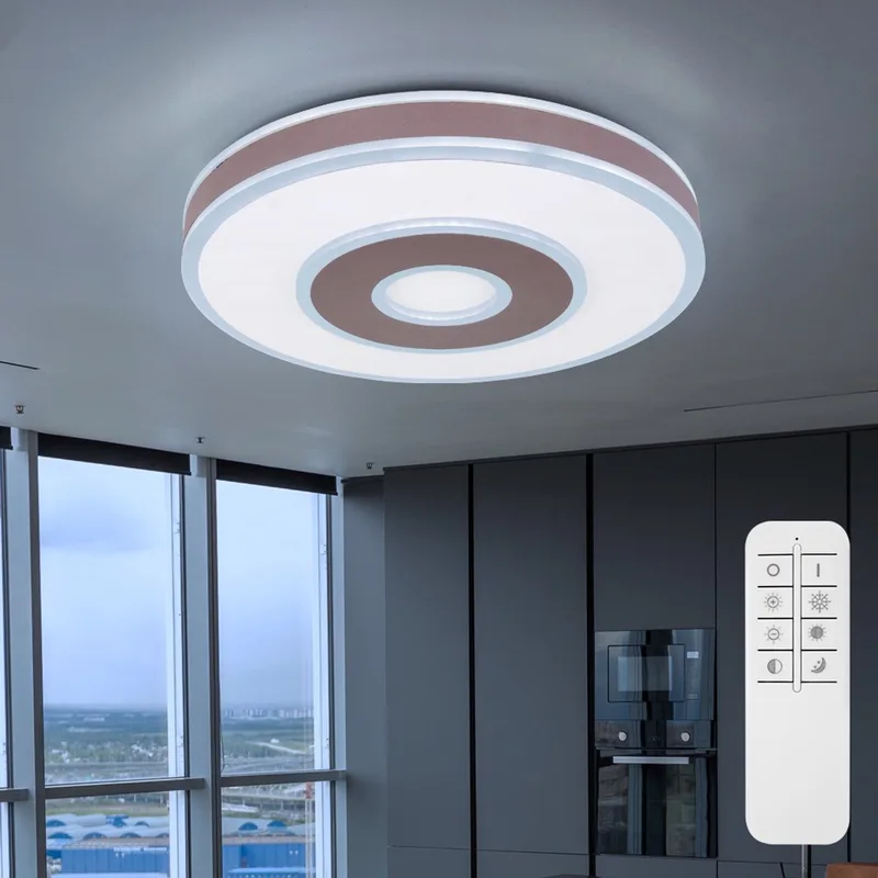 Plafondlamp woonkamerlamp modern plafondlamp dimbaar, LED nachtlamp afstandsbediening CCT, metaal acryl, LED 55W 1900lm 3000-6000K, DxH 44x9 cm de Globo en Blanc – photo produit