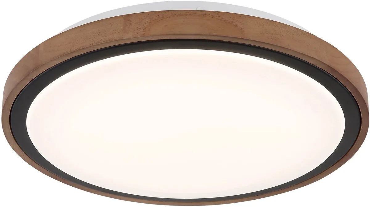 Plafondlamp woonkamerlamp plafondlamp eetkamerlamp slaapkamerlamp, metaal acryl hout aluminium bruin, geheugenfunctie CCT, LED 18W 843Lm 3000K 4000K 6000K, D 36 cm de Globo en Noir – photo produit