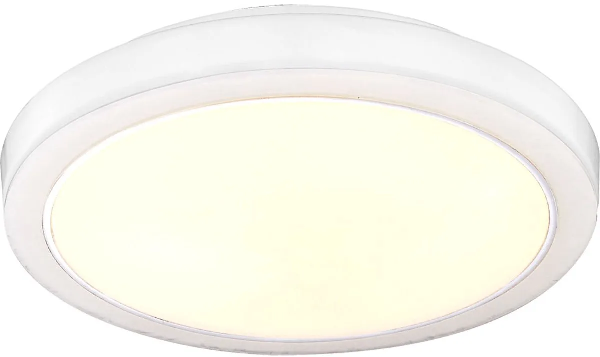 Plafondlamp Woonkamerlamp rond LED, gemarmerd metaal, 1x LED, D 26,8 cm de Globo en Blanc – photo produit