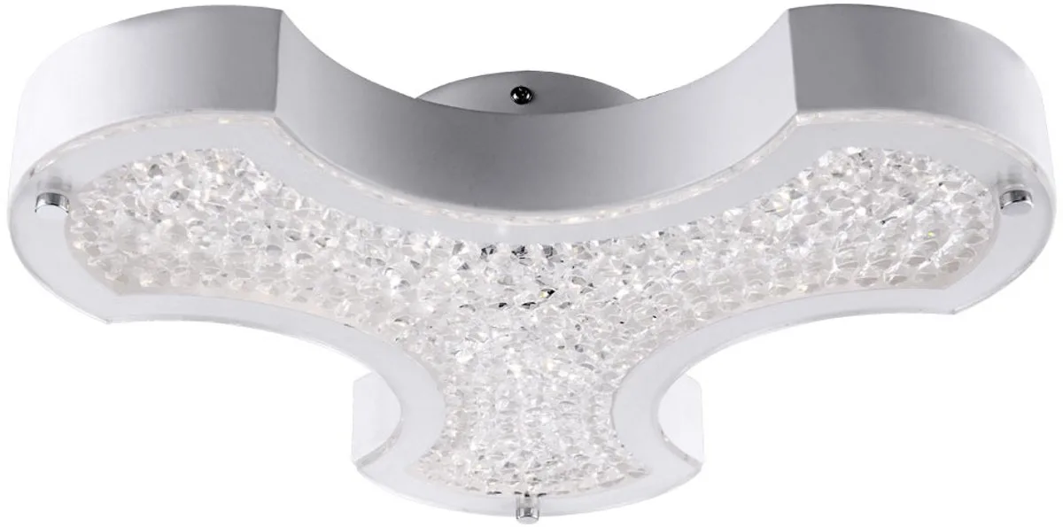 Plafondlamp Woonkamerlamp Slaapkamerlamp Eetkamerlamp Ganglamp, metaalglas kristallen wit, LED 12W 1020Lm 4000K neutraal wit, L 37 cm de Globo en Blanc – photo produit