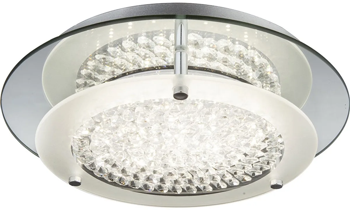 Plafondlamp woonkamerlamp slaapkamerlamp keukenlamp eetkamerlamp, chroom kristallen helder, LED 12W 840Lm 4000K neutraal wit, D 28 cm fra Globo i Sølv – produktbillede