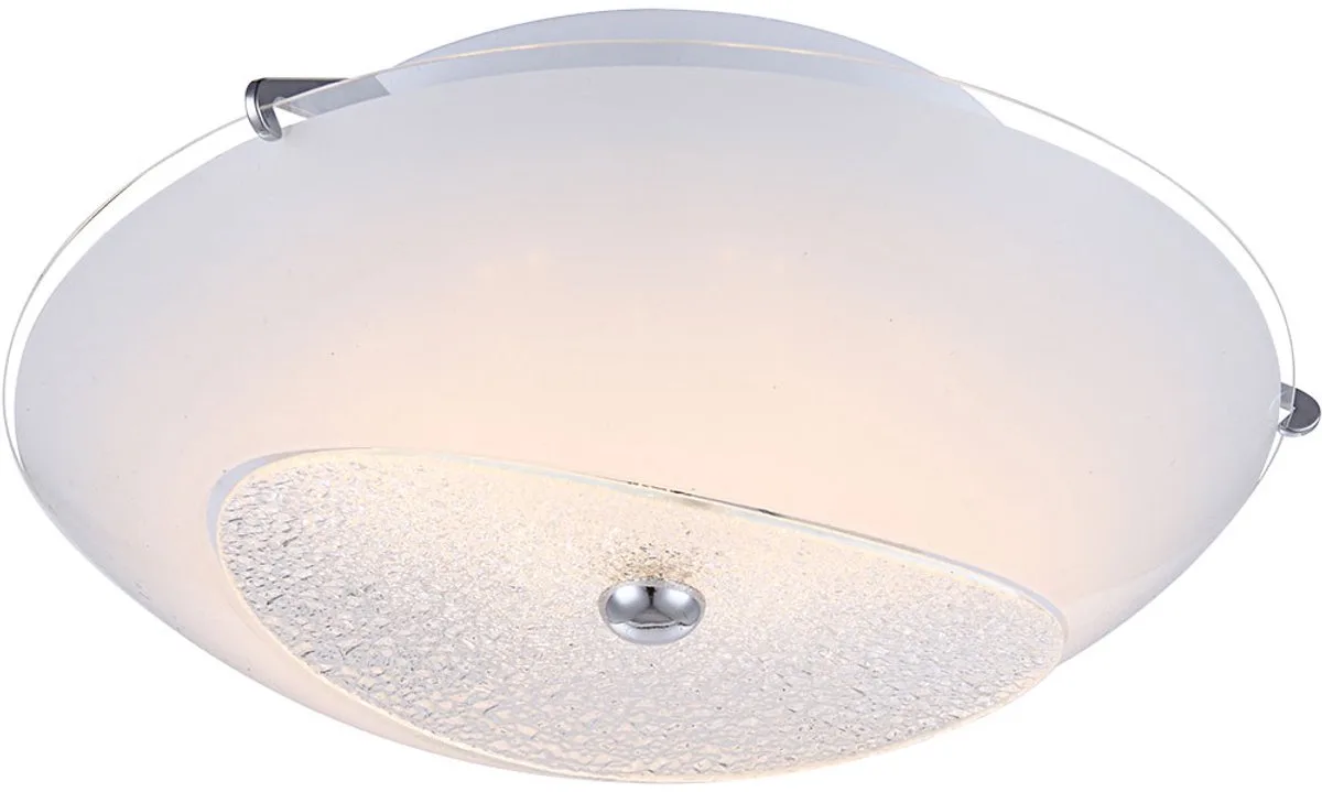 Plafondlamp Woonkamerlamp Slaapkamerlamp, klassieke kristallen, helder chroom glas, 1x LED 8W 640Lm neutraal DxH 25x8cm från Globo i Vit – produktbild