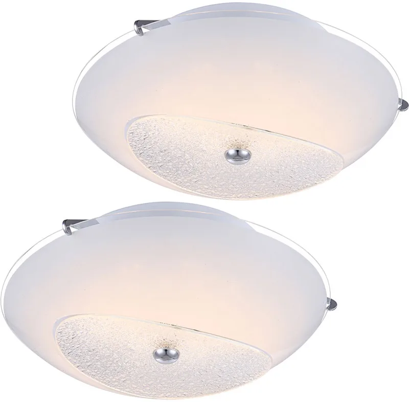 Plafondlamp Woonkamerlamp Slaapkamerlamp, klassieke kristallen, helder chroom glas, 1x LED 8W 640Lm neutraal DxH 25x8cm, set van 2 de Globo en Blanc – photo produit