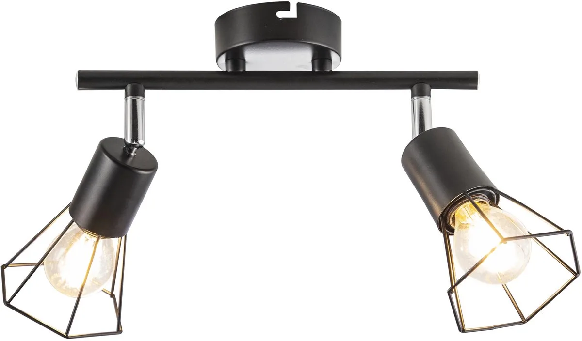 Plafondlamp woonkamerlamp slaapkamerlamp metaal vlechtwerk, 2x E14 fitting, lengte 25 cm, woonkamer slaapkamer by Globo in Black – product photo