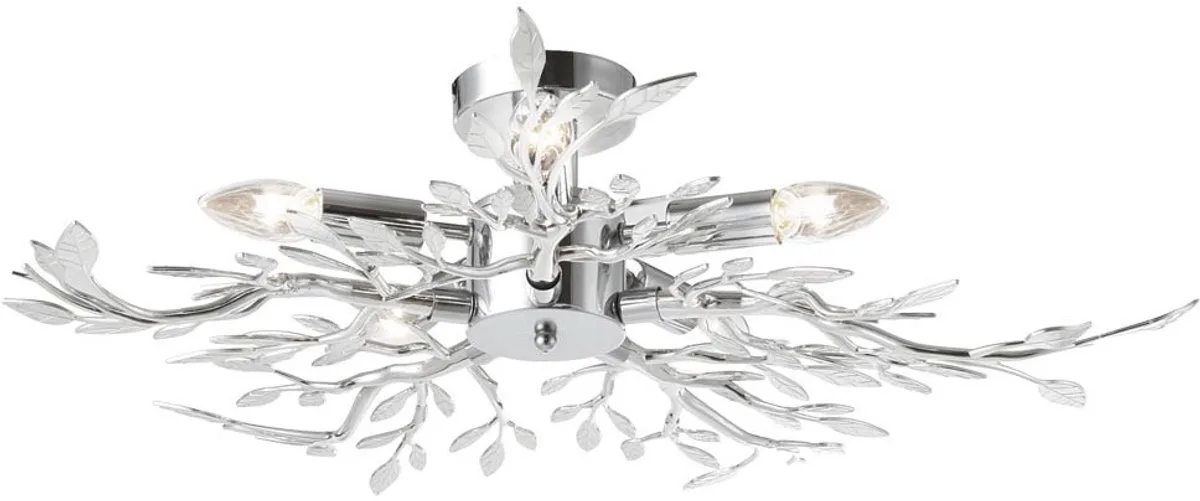 Plafondlamp woonkamerverlichting LED plafondlamp keukenverlichting verchroomd, blad, 5x 4.9W 5x 470lm warm wit, DxH 71 x 16 cm von Globo in Silber – Produktfoto