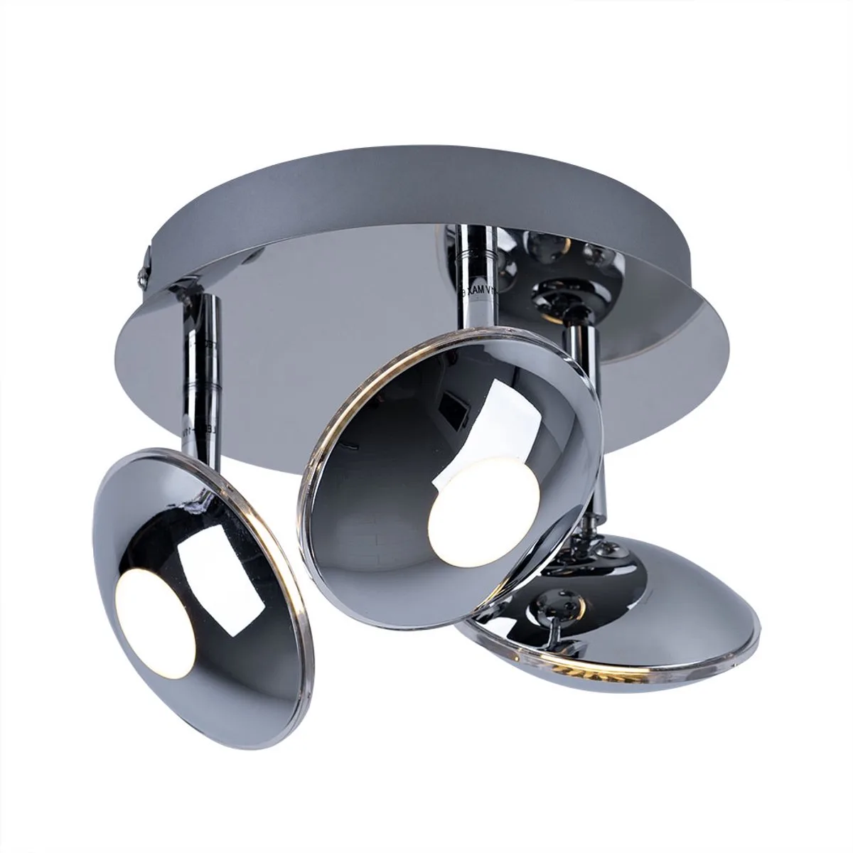 Plafondlamp zwenkbaar Spotrondell 3 vlam plafondlamp chroom, gesatineerd acryl, 3x LED 6W 350Lm warm wit, DxH 20x15 cm de Globo en Argent – photo produit